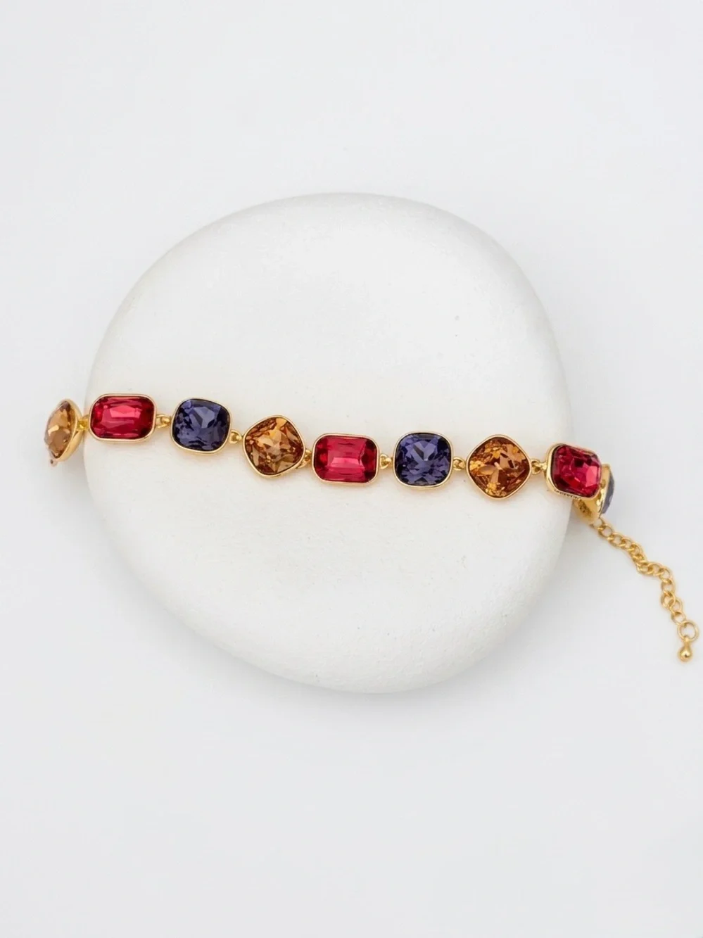 14K Gold Plated Multi-Color Crystal Bracelet - Gema Style